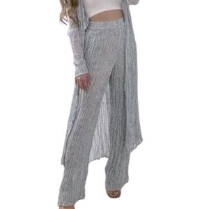 Zara NWT Palazzo Pants. Semi-Sheer. Baby Blue & White Paisley Pull On. Sz. M